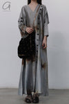 MUTEDANCE long buckle V -neck real silk dress MD22FW48 PM47